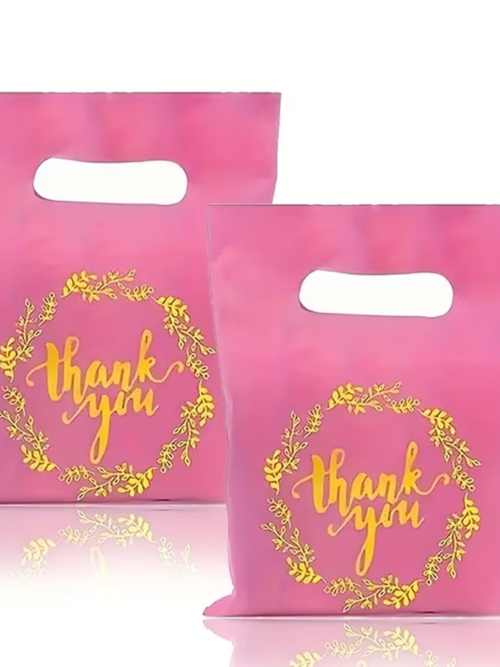 300pcs Pink Plastic Thank You Bags